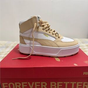 Puma Karmen  Women's Beige and White High-Top Sneakers